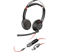 Poly Blackwire 5220 Stereo USB-C Headset +3.5mm Plug +USB-C/A Adapter (8X231AA)