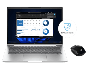HP ProBook 445 14 inch G11 Business Laptop, Silver + HP 3y Premium+ Onsite w/Telemetry Notebook + HP Wireless Mouse 200 - 14-inch - Silver (A5KE8PT-BN1)
