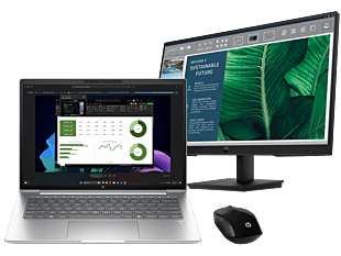 HP ProBook 4 G1i 14 inch Notebook AI PC, Silver + HP Series 3 Pro 23.8 inch FHD Monitor  - 324pf + HP Wireless Mouse 200 - 14-inch - Pike silver aluminum (BV5X8PT-BN1)