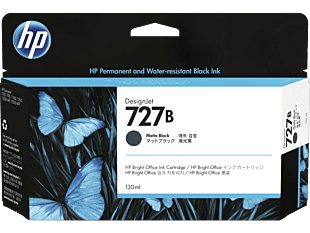 HP 727B 130-ml Matte Black DesignJet Ink Cartridge (3WX13A) - Center facing