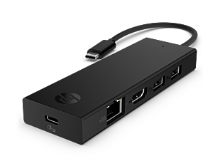 HP Portable USB-C 4K HDMI Hub (BR1U0UT) - Left facing
