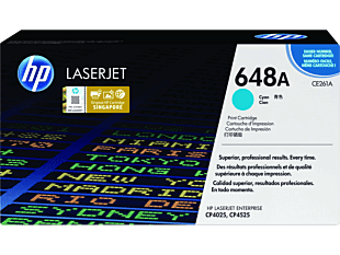 HP 648A Cyan Original LaserJet Toner Cartridge (CE261A) - Center facing