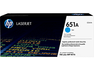 HP 651A Cyan Original LaserJet Toner Cartridge (CE341A) - Center facing