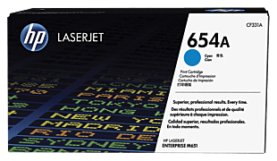 HP 654A Cyan Original LaserJet Toner Cartridge (CF331A) - Center facing