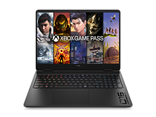 HyperX OMEN 16 inch Gaming Laptop PC 16-ap1002AX, Black - 16" - Shadow black base and keyboard frame, shadow black aluminum cover, black chrome logo (DJ6P0PA) - Center facing
