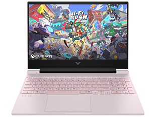 HP Victus 15.6 inch Gaming Laptop 15-fa2166TX, Pink - 15.6" - Powder pink, chrome logo (BT1U7PA)