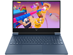 HP Victus 15.6 inch Gaming Laptop 15-fb3074AX, Blue - 15.6" - Performance blue, chrome logo (BT1Q8PA)