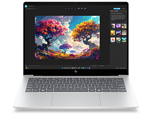 HP OmniBook 7 Laptop AI 14-kk0008AU - 14" - Glacier silver aluminum (DJ6H9PA) - Center facing