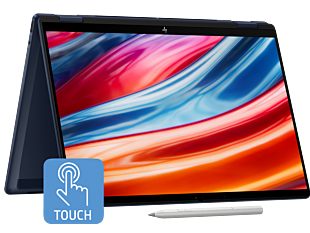 HP OmniBook X Flip 14 inch 2-in-1 Laptop Next Gen AI 14-fm0109TU, Blue - 14-inch - Atmospheric blue aluminum (C5AB8PA) - Left facing