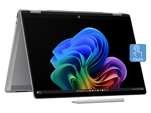 HP OmniBook X Flip 2-in-1 Laptop Next Gen AI 14-fk0107AU - 14" - Meteor silver aluminum (C5AA9PA) - Center facing