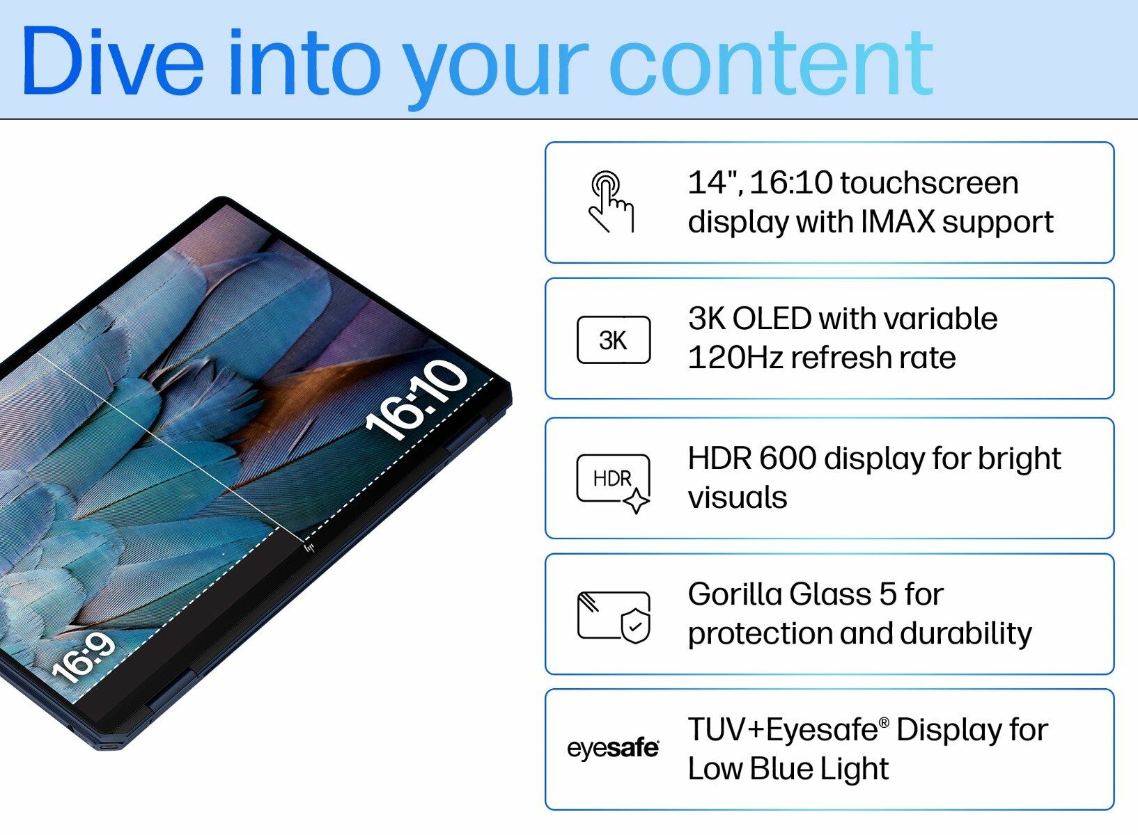 HP OmniBook Ultra Flip Laptop 14 inch 14-fh0085TU, Blue - 14" - Atmospheric blue (BA1Z9PA)