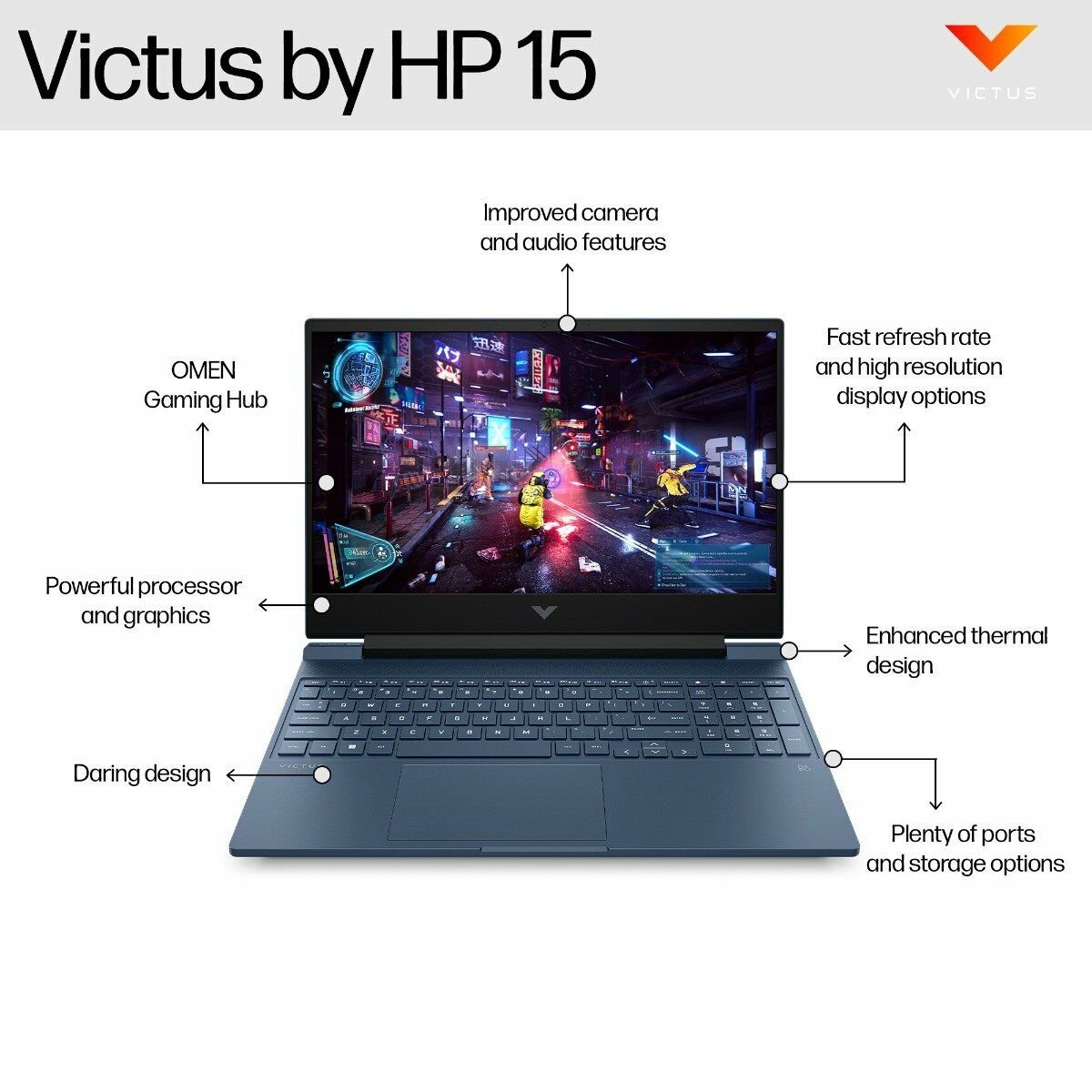 HP VICTUS GAMING 15-Fa1231TX | 15.6" FHD 144Hz | i5-12450H | 8GB DDR4 | 512GB SSD | RTX4050 6GB | W11 7 HP Victus 15-Fa1231TX Gaming Laptop Price in Bangladesh | MC Solution BD