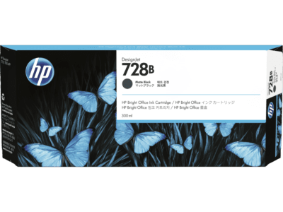HP 728B 300-ml Matte Black DesignJet Ink Cartridge (3WX30A) - Center facing