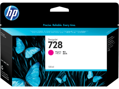 HP 728 130-ml Magenta DesignJet Ink Cartridge (F9J66A) - Center facing