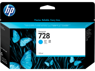 HP 728 130-ml Cyan DesignJet Ink Cartridge (F9J67A) - Center facing