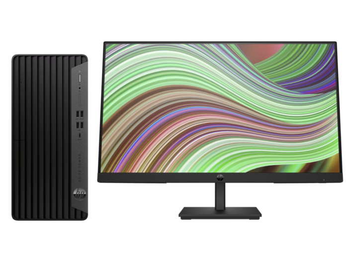 HP Elite Tower 800 G9 Desktop PC + HP P24v G5 23.8 inch FHD Monitor - Without Screen - Black (A3ND6PT-BN1)