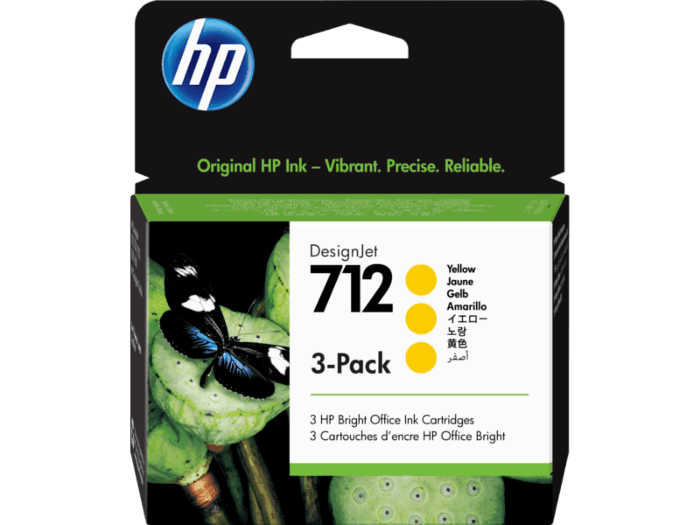 HP 712 Yellow 29-ml 3-Pack Original HP Ink Cartridges (3ED79A) for DesignJet T650 & Studio Plotter Printers
