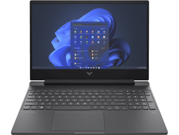 HP Victus Gaming Laptop 15-inch fb0033AX - 15.6-inch - Mica silver, black chrome logo (6J9D1PA) - Center facing