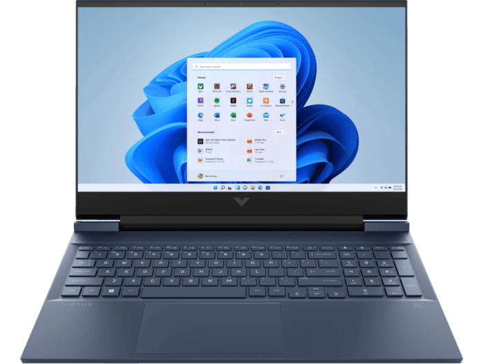 Victus by HP Gaming Laptop 16-inch d1069TX - 16.1-inch - Performance blue, chrome logo (6J9D8PA) - Center facing