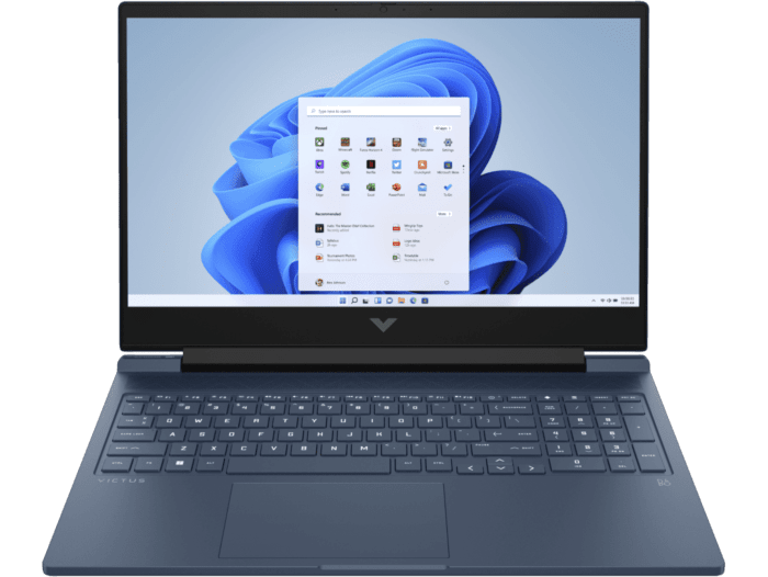 Victus 16 inch Gaming Laptop 16-r0035TX - 16.1-inch - Performance blue, chrome logo (7Z708PA) - Center facing