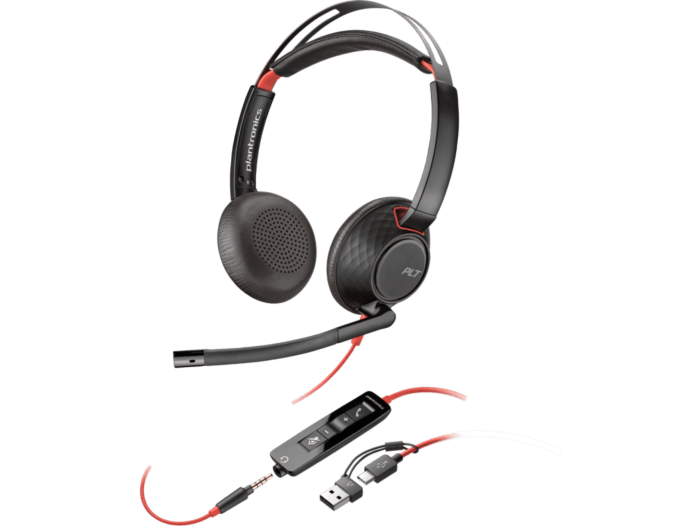Poly Blackwire 5220 Stereo USB-C Headset +3.5mm Plug +USB-C/A Adapter (8X231AA) - Left facing