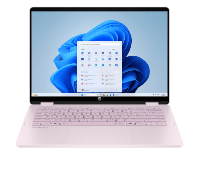 HP OmniBook 5 Flip 14-fp0024TU - 14" - Powder pink, chrome logo (BN2S3PA) - Center facing