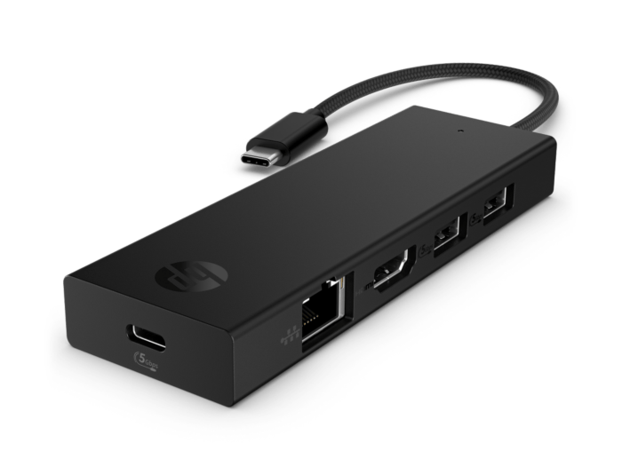 HP Portable USB-C 4K HDMI Hub (BR1U0UT) - Left facing