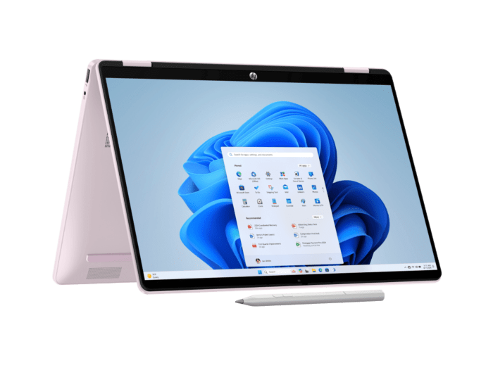 HP OmniBook 5 Flip 2-in-1 Laptop 14-fp0094TU - 14-inch - Powder pink, chrome logo (C54A7PA) - Center facing