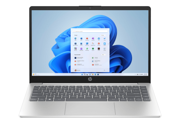 HP Laptop 14 inch 14-em0090AU, White - 14-inch - Diamond white cover, natural silver base and keyboard frame (C58RLPA) - Center facing