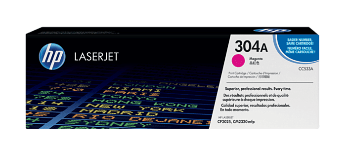 HP 304A Magenta Original LaserJet Toner Cartridge (CC533A) - Center facing