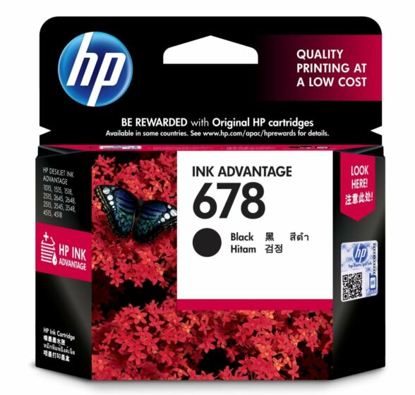HP 678 Black Original Ink Advantage Cartridge (CZ107AA-2) - Center facing