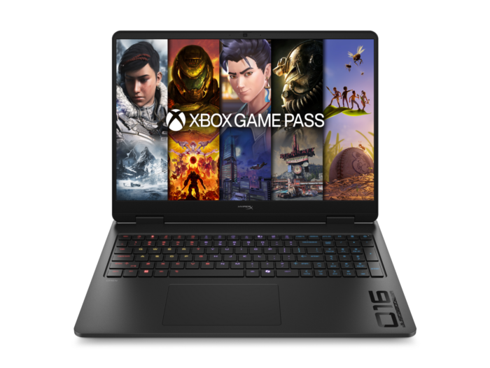 HyperX OMEN 16 inch Gaming Laptop PC 16-ap1002AX, Black - 16" - Shadow black base and keyboard frame, shadow black aluminum cover, black chrome logo (DJ6P0PA) - Center facing