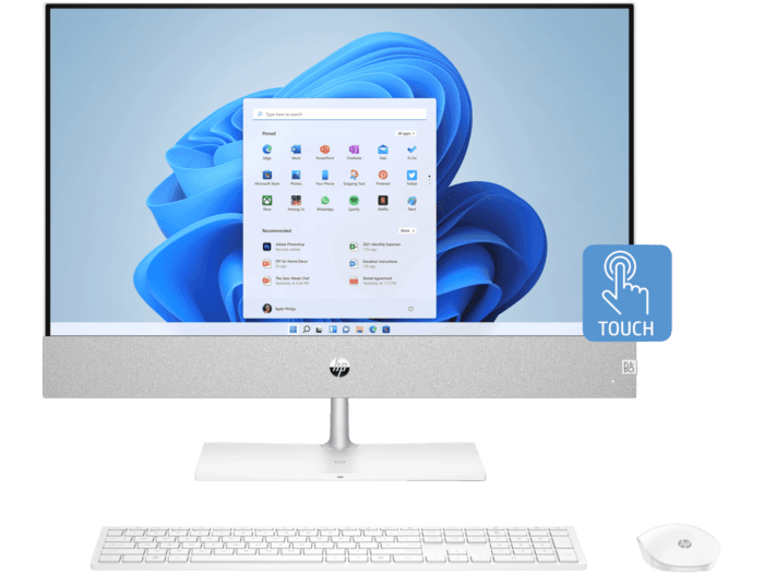 HP Pavilion 27 inch ca2002d All-In-One Desktop PC - 27-inch - Snowflake white, natural silver stand (81T67PA)