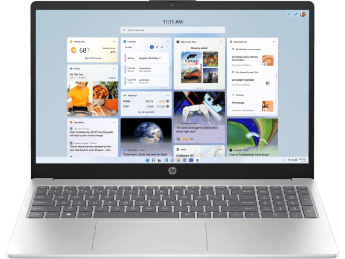 HP 15.6 inch Laptop 15-fc0799AU, Silver - 15.6-inch - Natural silver (D4QN2PA) - Center facing