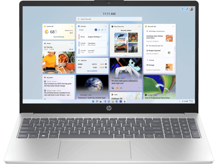 HP 15.6 inch Laptop 15-fc0880AU, Silver - 15.6-inch - Natural silver (D93CBPA) - Center facing