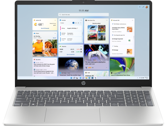 HP 15.6 inch Laptop 15-fc0952AU, Silver - 15.6-inch - Natural silver (E16A3PA) - Center facing