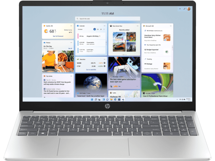 HP 15.6 inch Laptop 15-fd1474TU, White - 15.6" - Diamond white cover, natural silver base and keyboard frame (CT0A7PA) - Center facing