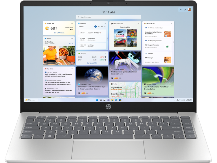 HP 14 inch Laptop 14-em0299AU, Silver - 14-inch - Natural silver (E15ZZPA) - Center facing
