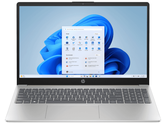 HP 15.6 inch Laptop AI 15-fd2115TU, Gold - 15.6-inch - Warm gold cover, natural silver base and keyboard frame (D4QU5PA) - Left facing