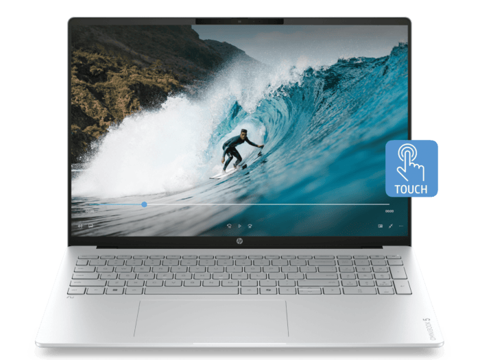 HP OmniBook 5 Laptop Next Gen AI 16-bp0061AU - 16" - Glacier silver aluminum (E0GM2PA) - Center facing