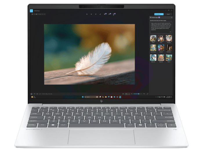 HP OmniBook 7 Aero Laptop Next Gen AI 13-bg1102AU - 13.3-inch - Glacier silver aluminum (DP7W4PA) - Center facing