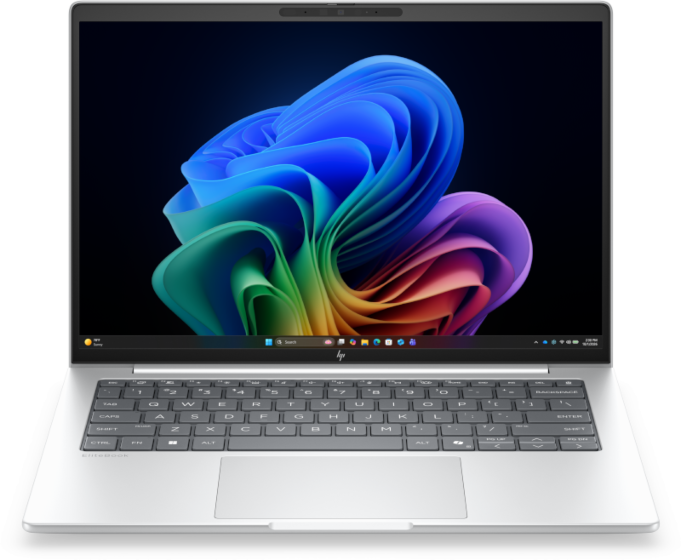 HP EliteBook 8 G2i 14 inch Notebook Next Gen AI PC - 14-inch - Glacier silver aluminium (DN3S2AT) - Center facing