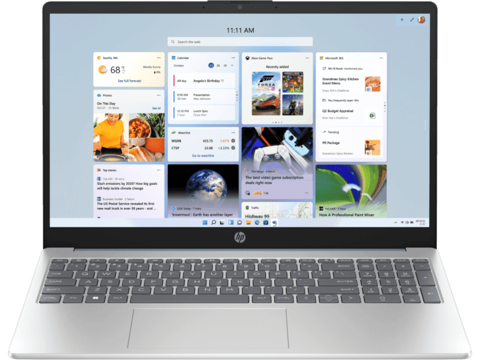 HP 15.6 inch Laptop 15-fc0744AU, Blue - 15.6-inch - Moonlight blue cover, natural silver base and keyboard frame (CS9W2PA) - Center facing