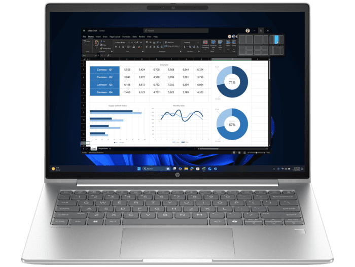 HP ProBook 4 G1i 14 inch Notebook AI PC, Silver - 14-inch - Pike silver aluminum (BV5X8PT)